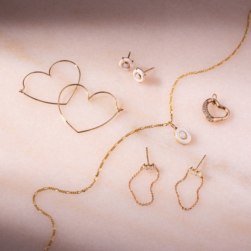 Solid Gold Slim Heart Hoops